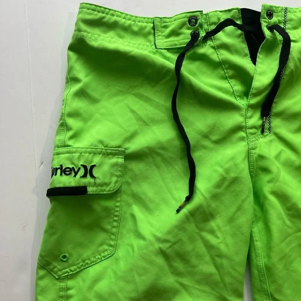 Hurley Boy’s Lime Green Drawstring Surf Board Shorts Size 16/28
